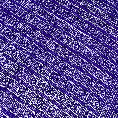 Vintage woven throw used, purple and white blanket 180cm x 155cm