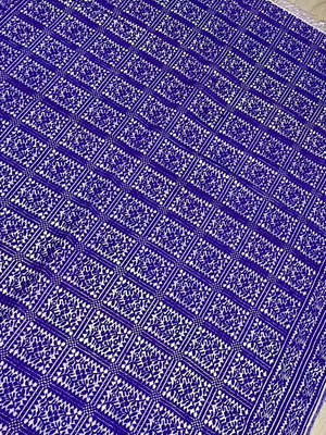 Vintage woven throw used, purple and white blanket 180cm x 155cm