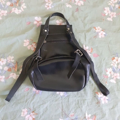 Leather backpack used, genuine leather, black