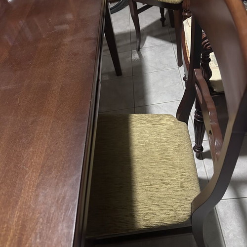 Wooden dining set with extendable table and 6 chairs, classic style