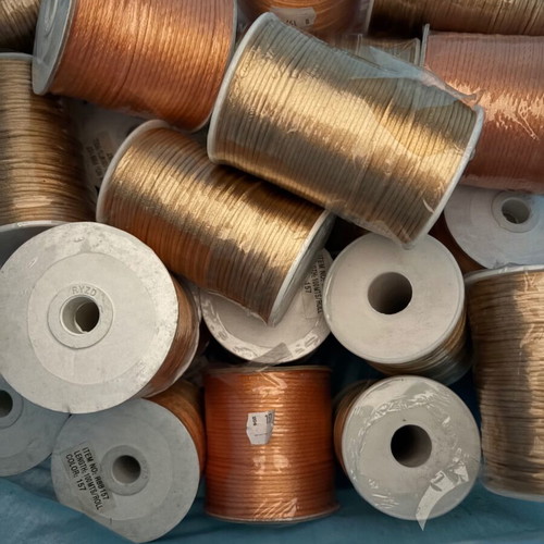 Satin mouse tail cords new, 50 spools of 100m, various colors