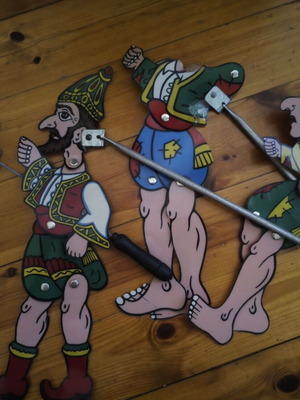 Karagiozis figures set of 7 plastic used, professional