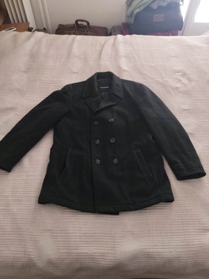 Men's peacoat coat like new, size 52, black and gray