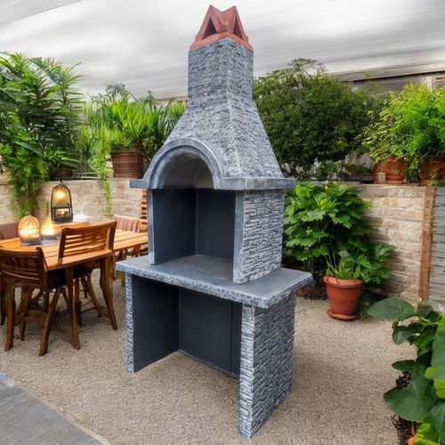 Emily Concrete Garden Barbecue Gray and White, New