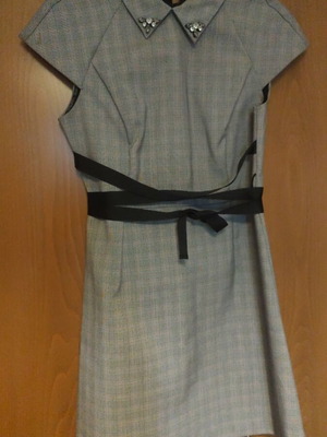 Zara checked dress size L like new, gray
