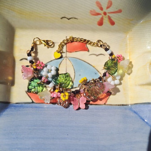 Women's bracelet handmade, new, pink and gold
