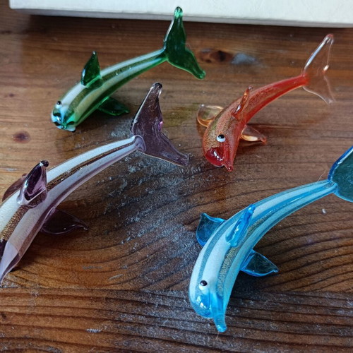 Vintage Murano collectible dolphins hand-painted, new