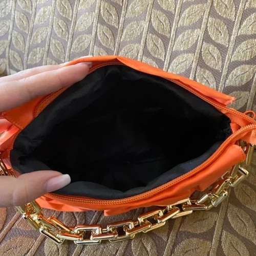 Orange Leather Shoulder Bag with Chain and Extra Strap new