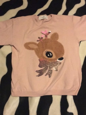 Φούτερ για κορίτσια H&M σαν καινούργιο, μπεζ με σχέδιο και πούλιες