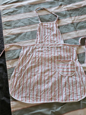 Vintage apron used, handmade 100% cotton