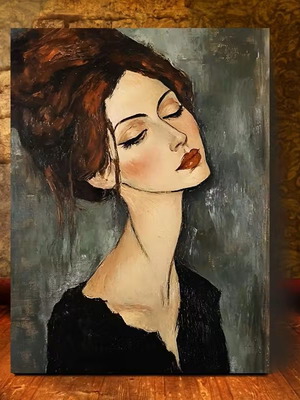 Art print elegant portrait of woman in Modigliani style 30x40 cm