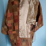Checked transitional coat like new with handmade scarf