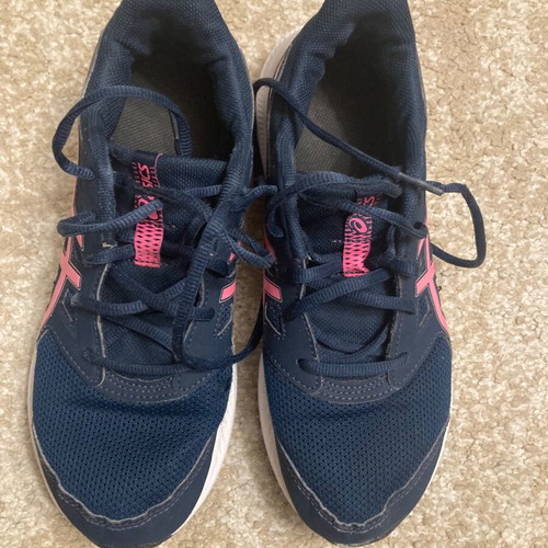 ASICS girls' running shoes used, blue and pink