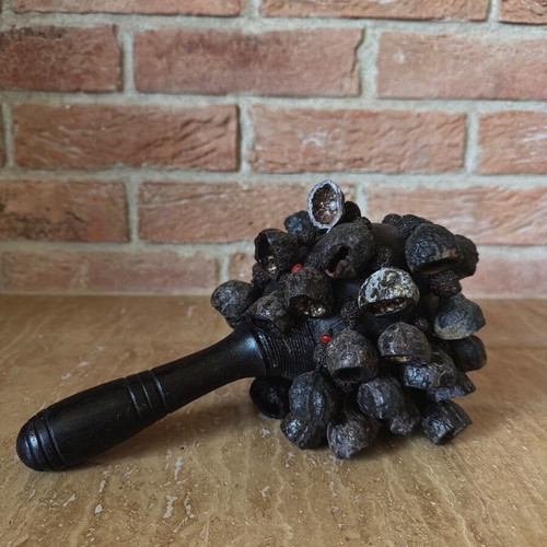 Authentic ethnic African maracas rattle new with nut shells