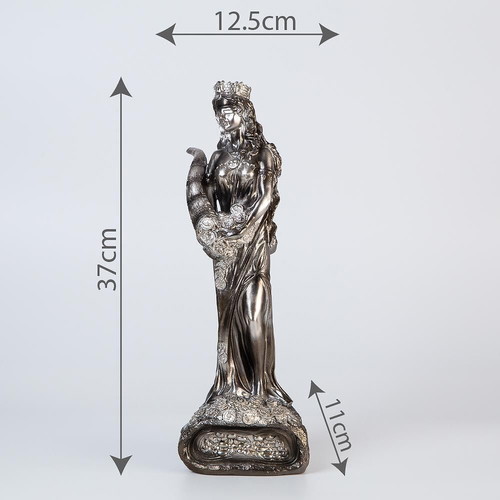 Fortuna Goddess Statue new, poliresin, silver, 37 cm