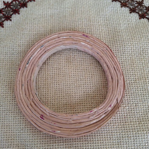 Pink open bangle bracelet made of paper new, handmade
