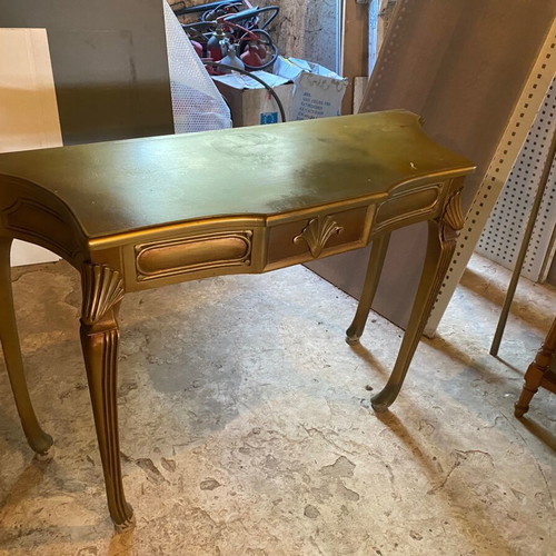 Classic console table with gold patina used, handmade Greek design