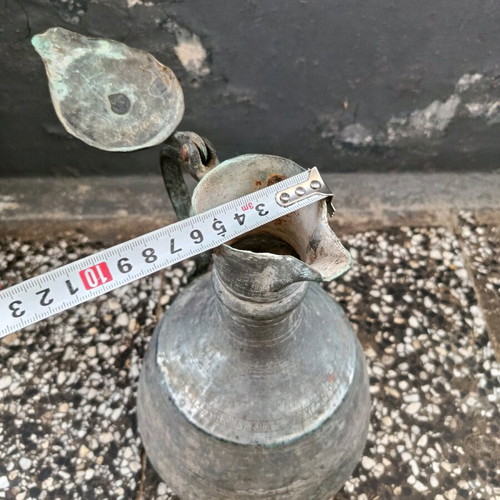 Copper ewer with inscriptions from 1921, used