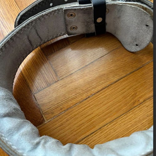 X-FIT leather weightlifting belt used, sturdy with double buckle