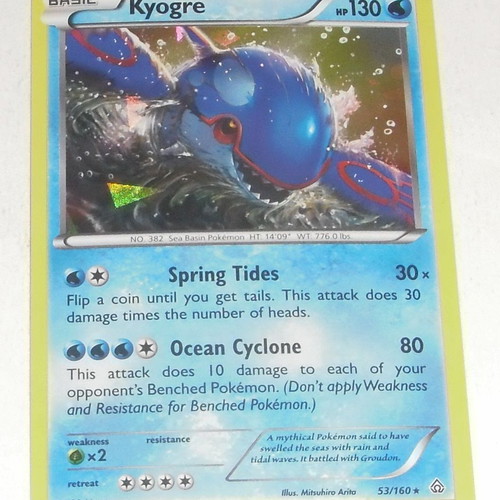 Pokemon Cracked Ice Holo Kyogre card used from Primal Clash set