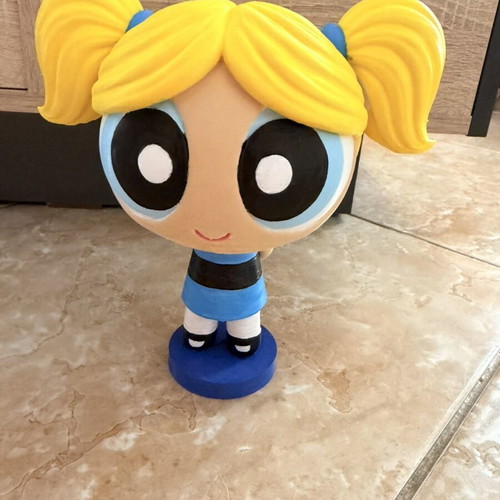 Bubbles Powerpuff Girls 3D printed figure, hand painted, 22cm