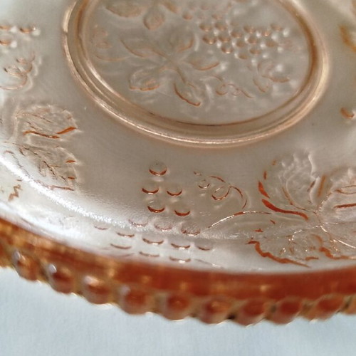 Walther Rüdesheim Depression Glass Pink Vintage Glass Plate Like New