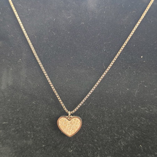 Heart Necklace with Sparkling Crystals Rose Gold