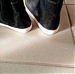  Μποτακια loafers δερμάτινα μαύρα με λευκή σόλα Νο 39
