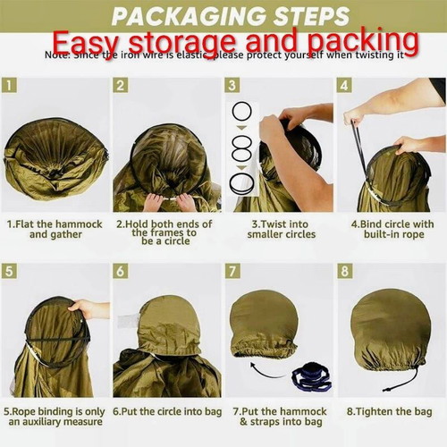 Hammock compact lightweight durable with mosquito net in olive green