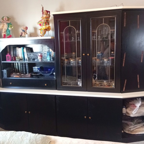 Vintage black and white lacquered living room unit