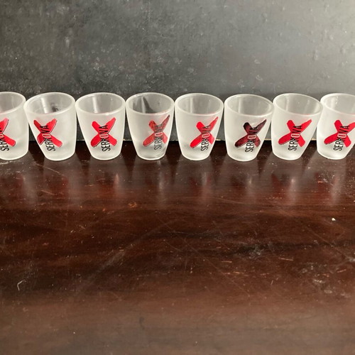 Vintage Smirnoff shot glasses pack of 8 used, 1990