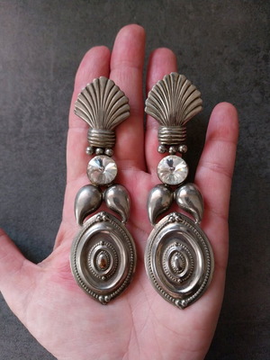 80's earrings used, long silver plated