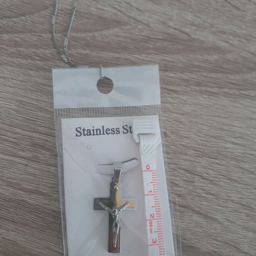 Small decorative cross with chain new, gold and silver colors