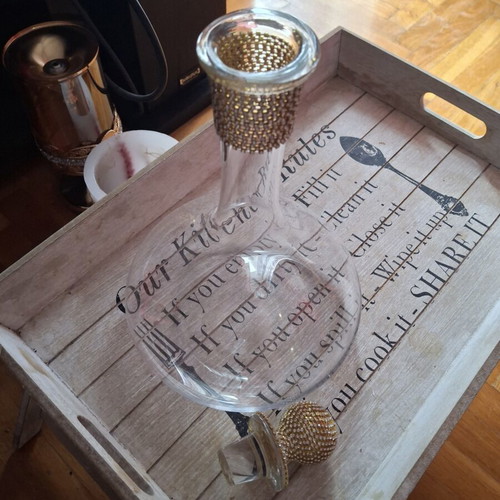 Glass carafe with decoration like new