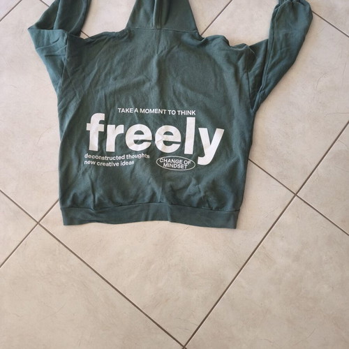 Pull & Bear oversized hoodie like new, dark green with Freely print