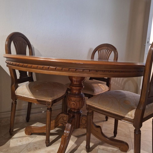 Wooden oval dining set 115 cm with 4 chairs