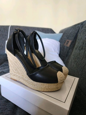 GoGo Shoes platforms new, high 10 cm, black-beige, size 38