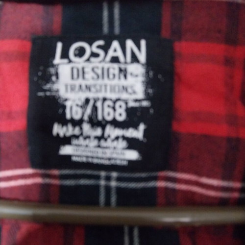 Losan striped shirt with hood size 16/168 like new, black and red