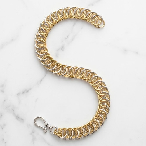 Two Tone Half Persian Bracelet stainless steel 18cm new