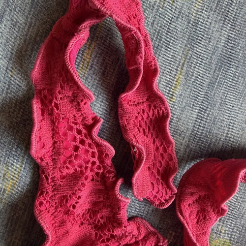Benetton strapless bikini top used, pink, size 75B