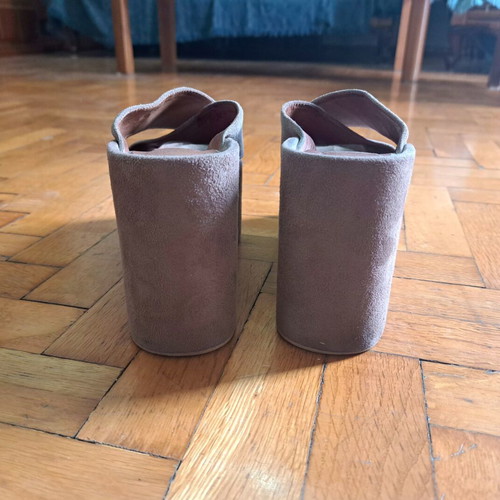 Jeffrey Campbell Cameron platform suede sandals like new, taupe, size 37