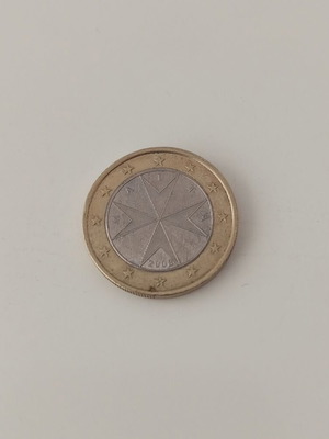 1 Euro Coin Malta used with Maltese Cross design 2008