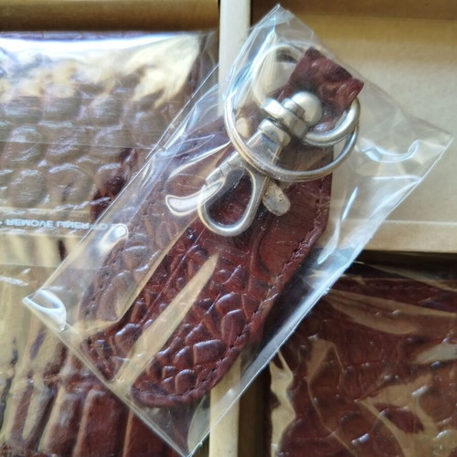 Lapel leather accessories set new with wallet and key holder