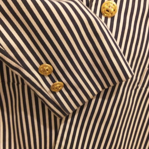 Women's striped blazer white with blue black stripe like new
