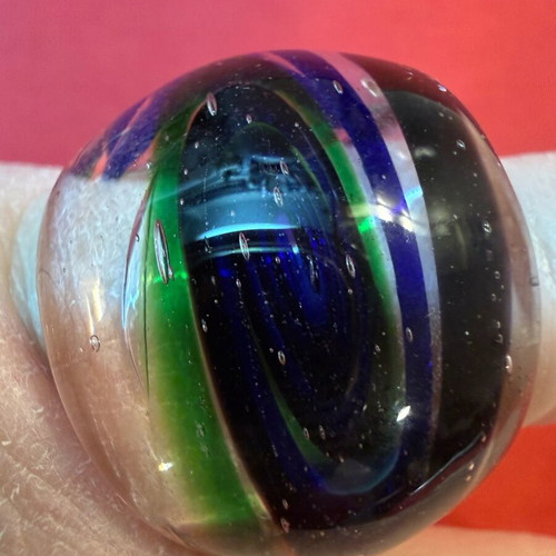 Glass ring like new, multicolored, round statement style