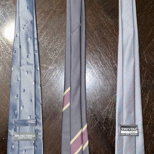 Set of 3 vintage men's ties Bruno Tenca, Trevira & Crest design like new