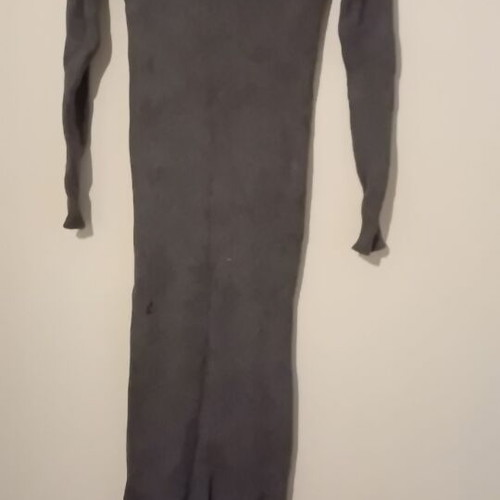 Midi wool dress like new, gray, with neckline