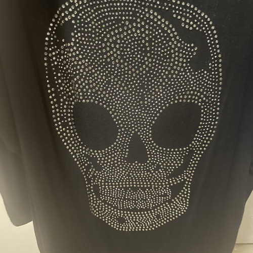 T-shirt with Skull Print and Rhinestones like new, black, sizes L and XL