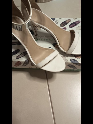 Zara white sandals with silver straps, size 37
