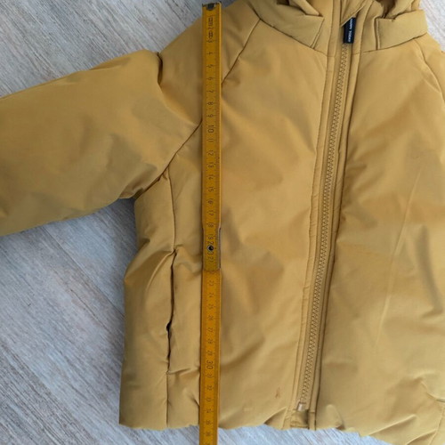 Puffer baby jacket mustard color with hood, like new, 18-24 months